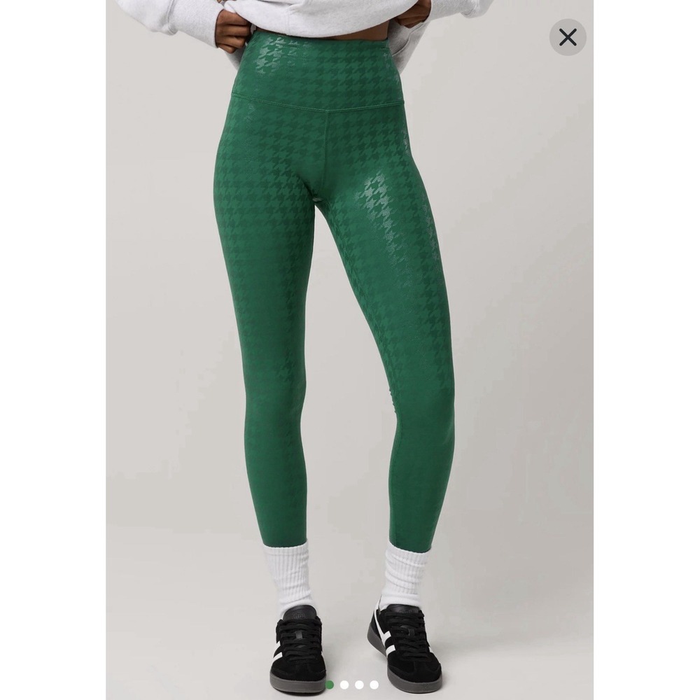 Offline by Aerie Women's The Hugger High Waisted Leggings Green Houndstooth SZ M